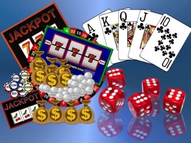 Jackpot, 777, dobókockák, kártyalapok, royal flush