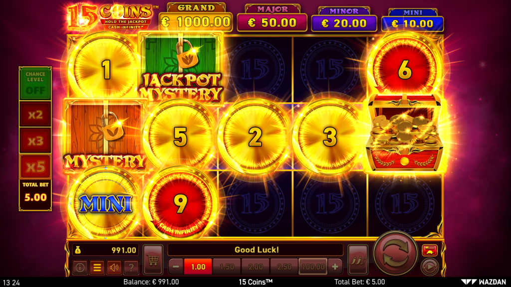 15 coins, slot, wazdan