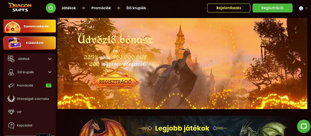 dragonslots kaszinó, online kaszinó, weboldal