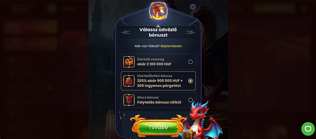 bónuszkínálat, befizetési bónusz, dragonslots kaszinó