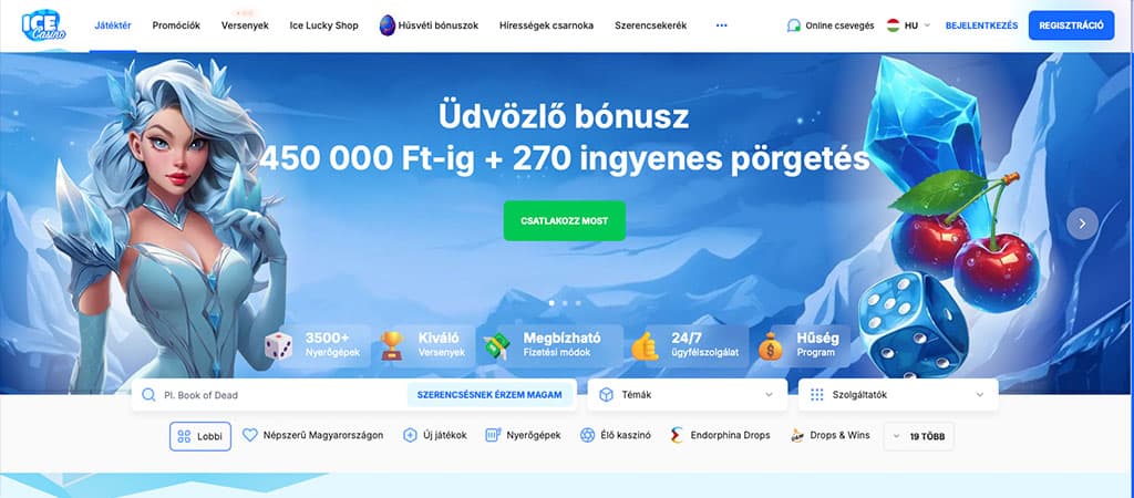 ice casino, weboldal, online kaszinó, üdvözlő bónusz