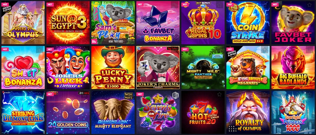 Gates of Olympus, Sun of Egypt 3, Favbet Bonanza, Regal Spins 10, Coin Strike, Sweet Bonanza, Lucky Penny x1000, próbáld ki!