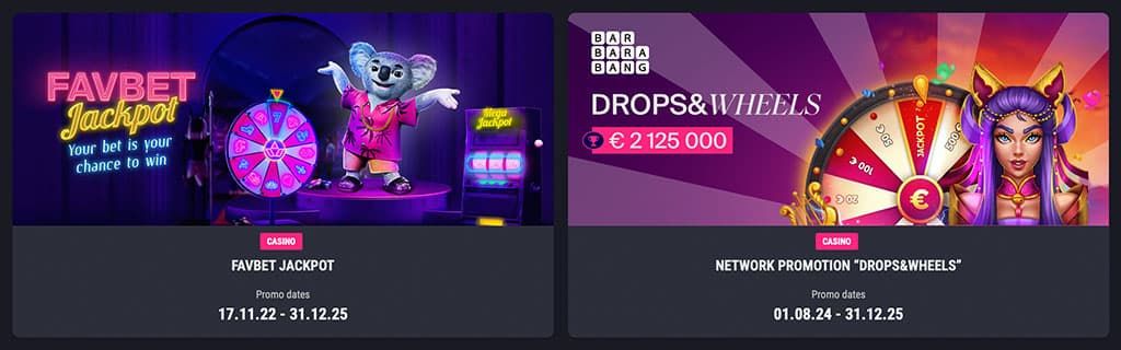 Favbet Jackpot, szerencsekere, koala, Drops & Wheels, hálózati promóció, nyereményalap, kaszinó bónusz, promóció
