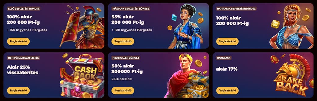 befizetési bónuszok, ingyen pörgetés, bónusz, heti cashback, highroller, rakeback