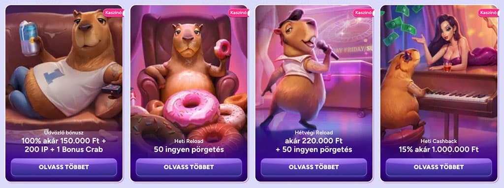 Spinbara, üdvözlő bónusz, heti újratöltés, cashback, fánk, mikrofon, zongora, állatfigurák, ingyen pörgetés, olvass többet