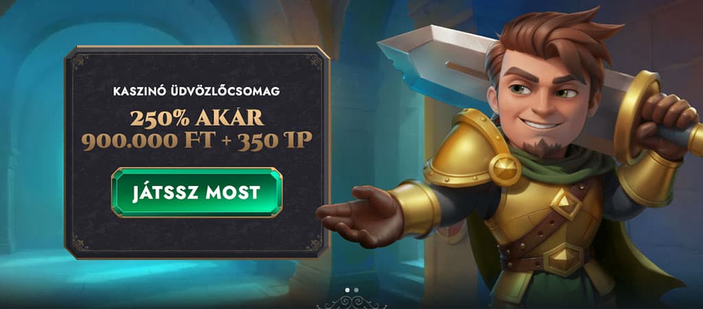 HeroSpin, üdvözlőcsomag, ingyen pörgetés, kalandor karakter, fantasy, Játssz most gomb, online kaszinó ajánlat, promóció
