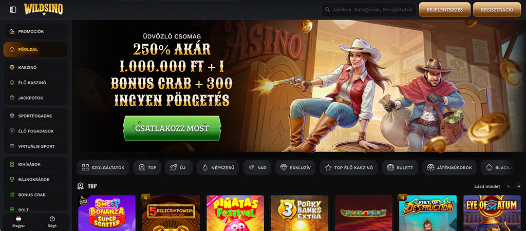 Wildsino Casino, online casino, üdvözlő csomag, mobil casino