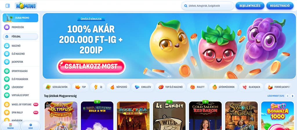 Nomini Casino, online casino, élő kaszinó