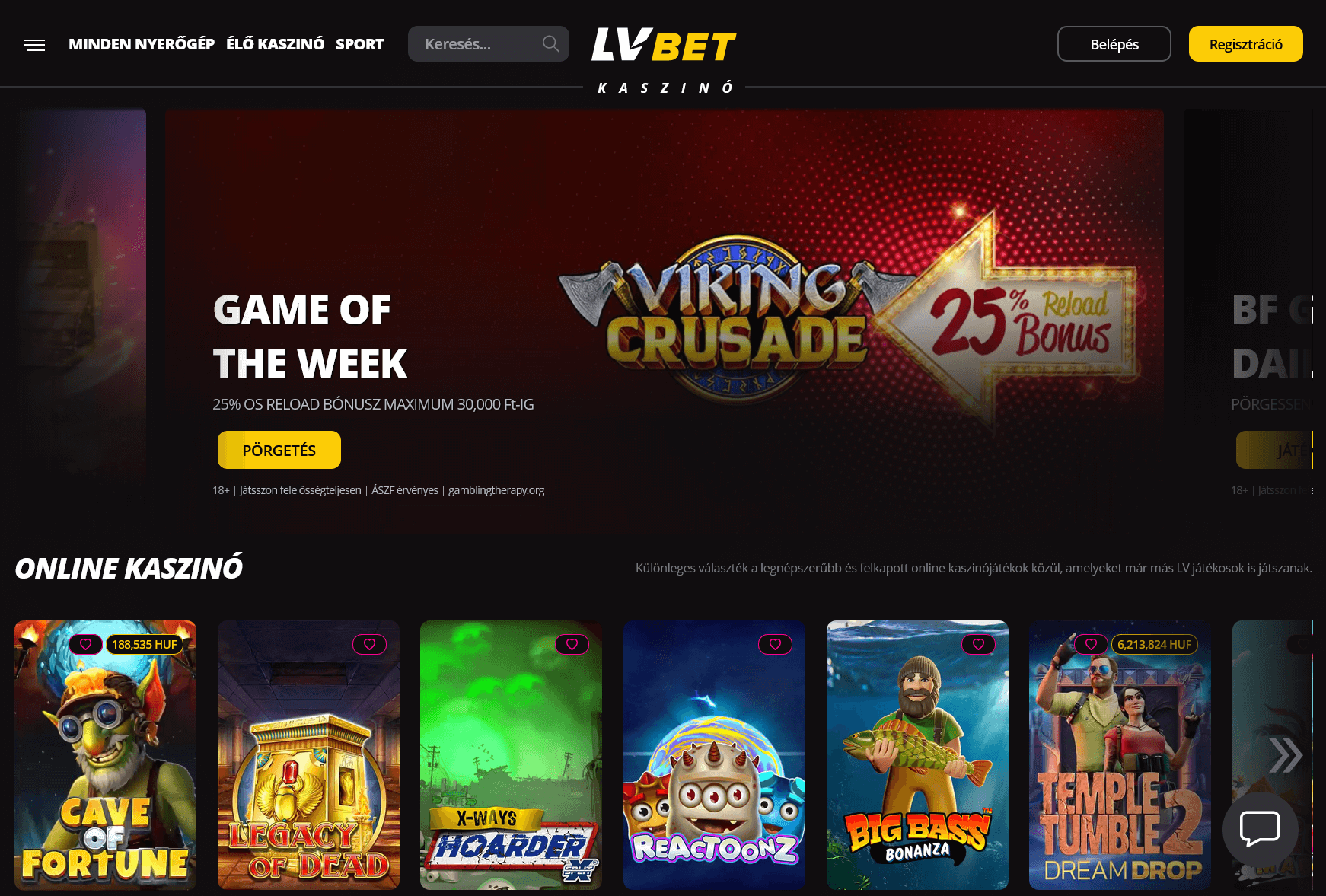 főolfal, homepage, lvbet casino