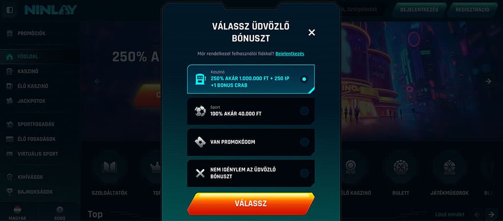 regisztrálj könnyedén és egyszerűen, online casino