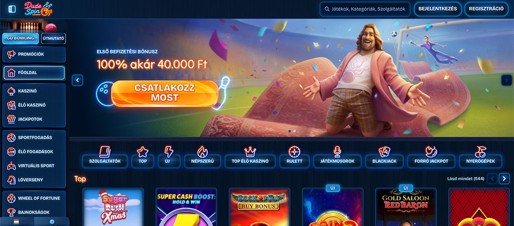 Dudespin Casino, online casino, befizetési bónusz
