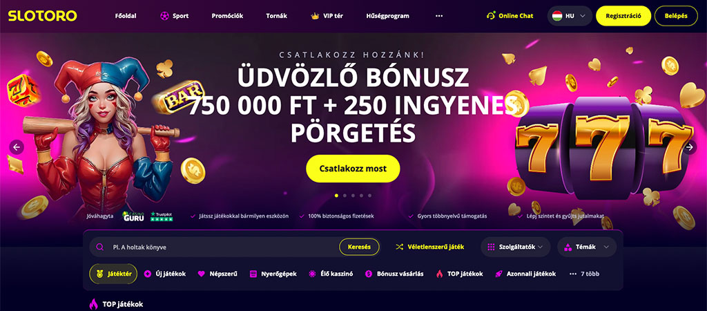 Slotoro Casino, online casino, üdvözlő bónusz