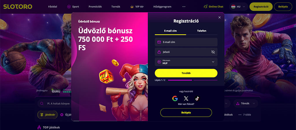 Slotoro Casino, regisztráció, online kaszinó