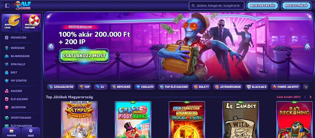 Alf Casino, online casino, legjobb nyerőgépek
