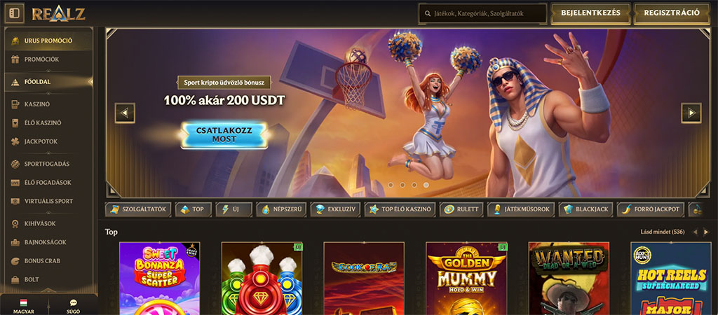 Realz Casino, online casino, modern egyiptomi kaland