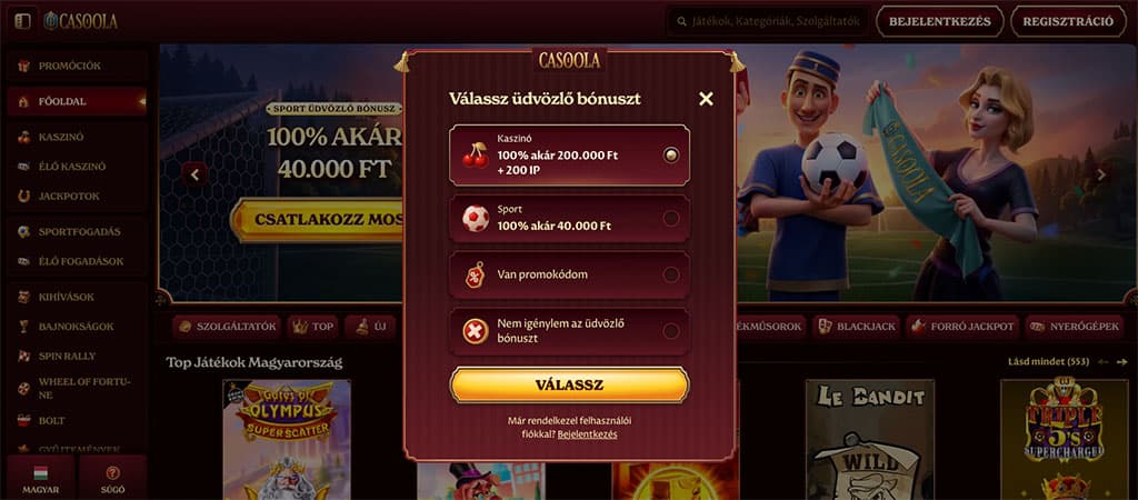 Regisztrációs lépések, legjobb bónuszok, online casino