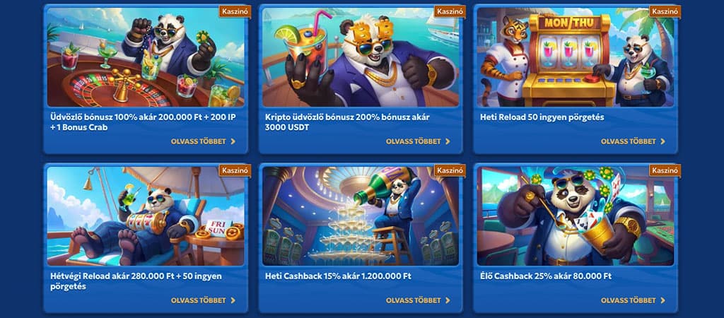 Pandido Casino üdvözlő bónusz, promóciók és VIP-program