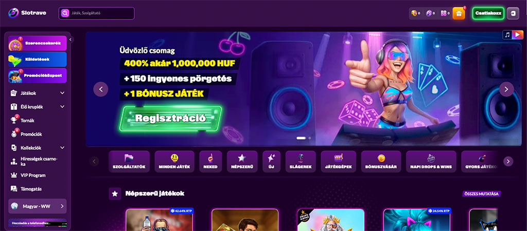 Slotrave Casino, online casino, mobil kaszinó