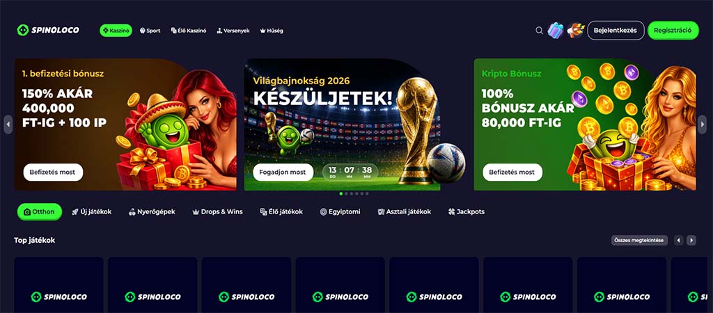 Spinoloco kaszinó, online casino, mobil kaszinó online