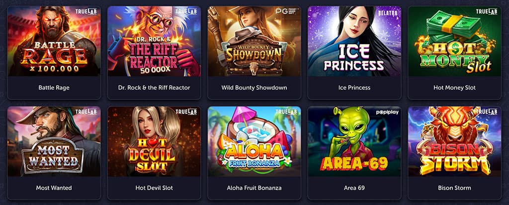 Széles játékkínálat, Vavada Casino, slot
