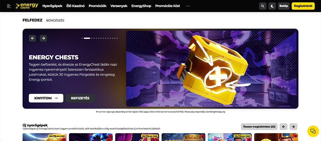Energy Casino, bónusz kínálat, online casino