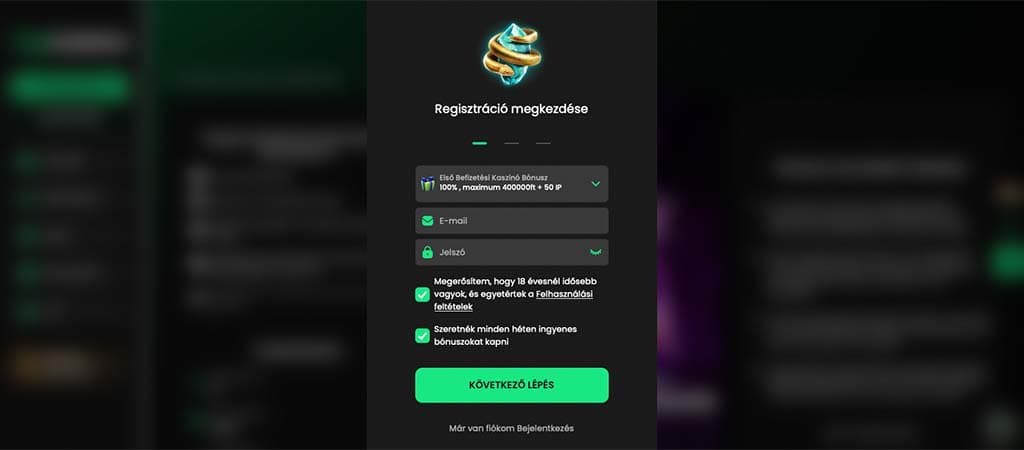 regisztráció, Zip kaszinó, online kaszinó