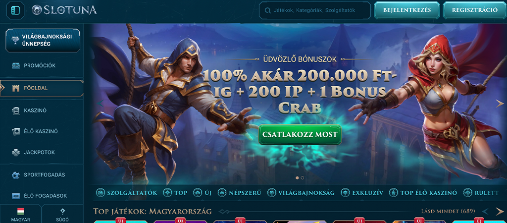 Slotuna Casino, üdvözlő bónusz, online kaszinó