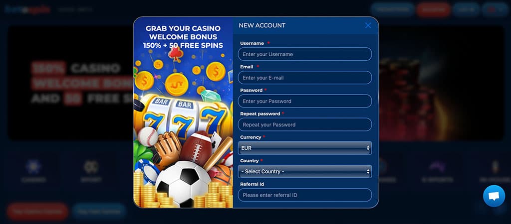 Így regisztrálhatsz a Bet O spin casino felületén
