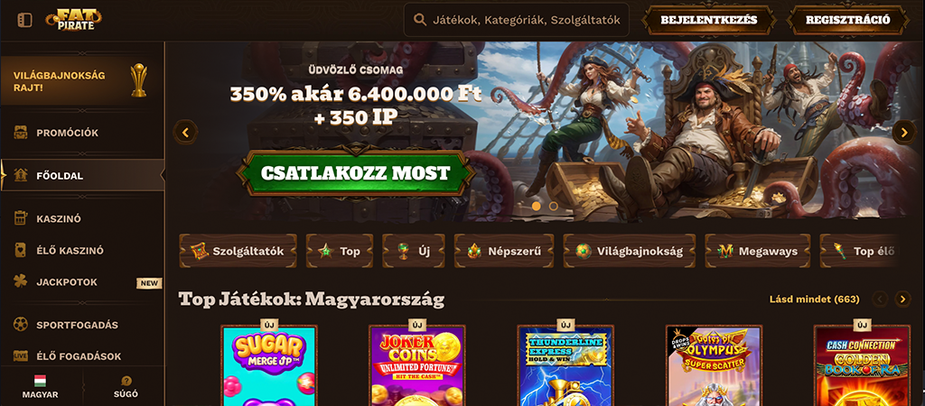 FatPirate casino, online kaszinó, üdvözlő csomag