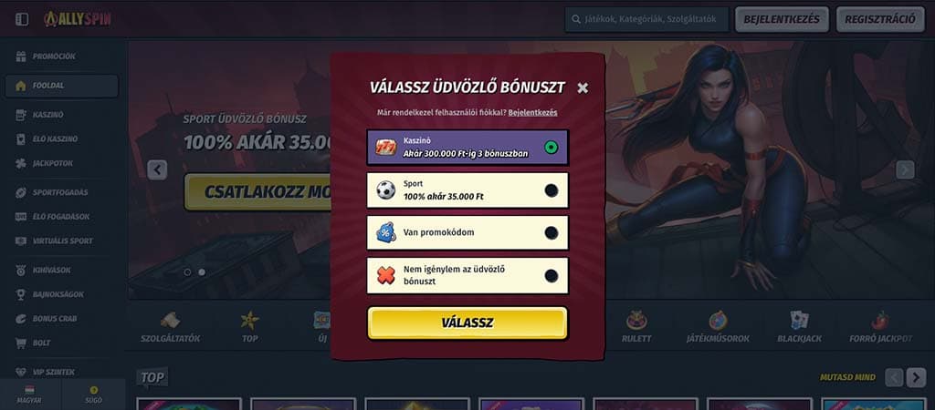 Allyspin casino, online kaszinó, bónuszok