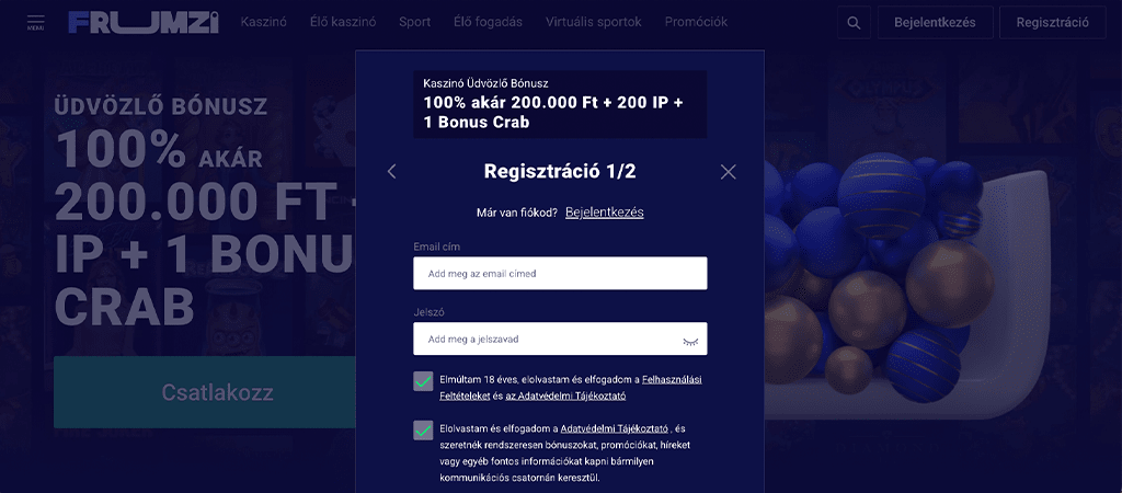 Így regisztrálhatsz néhány lépésben a Frumzi oldalán