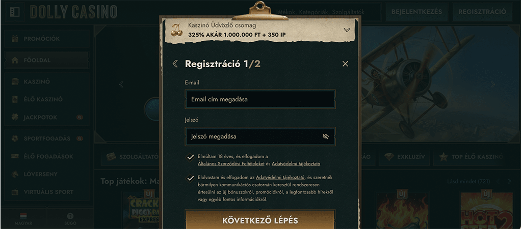 Dolly Casino, online regisztráció, mobil kaszinó