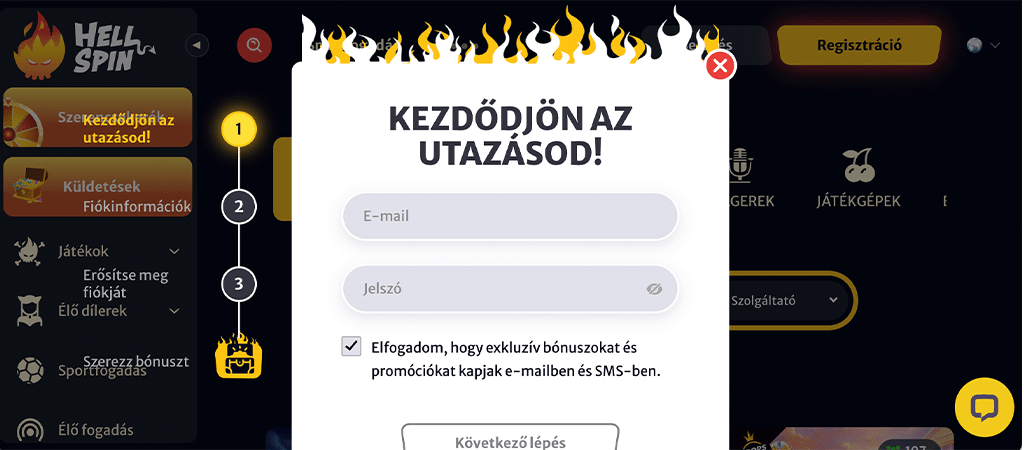 Így regisztrálhatsz néhány lépésben a Hellspin oldalon
