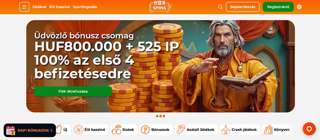 AllSpins Casino, online kaszinó, első befizetés