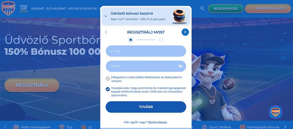 FeliceBet Casino, nyerőgépek, regisztrálj