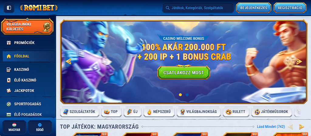 Romibet Casino, online kaszinó, bónuszok