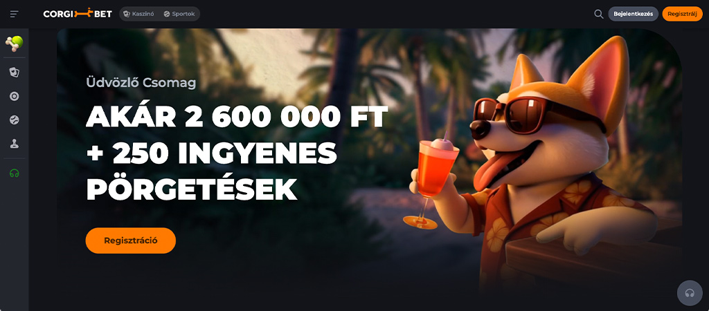 Corgibet Casino, ingyenes pörgetések