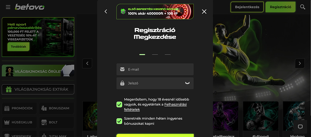 Regisztrálj egyszerűen a Betovo casino weboldalán