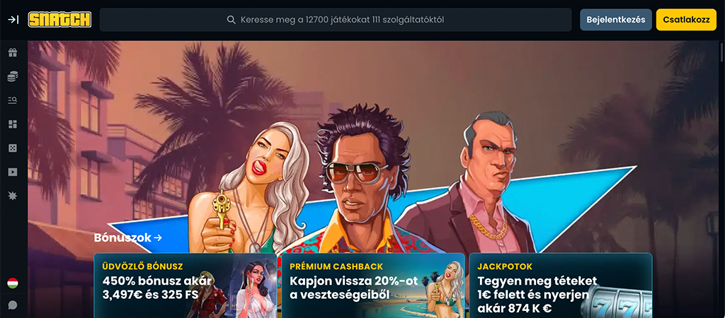 Snatch Casino, üdvözlő bónusz, promóciók és VIP-program