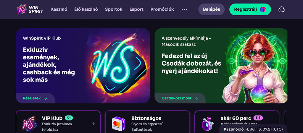 WinSpirit Casino, mobil kaszinó, online szerencsejáték