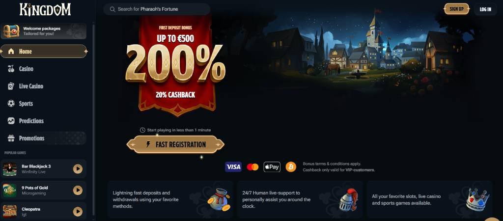 Kingdom Casino, első befizetési bónusz