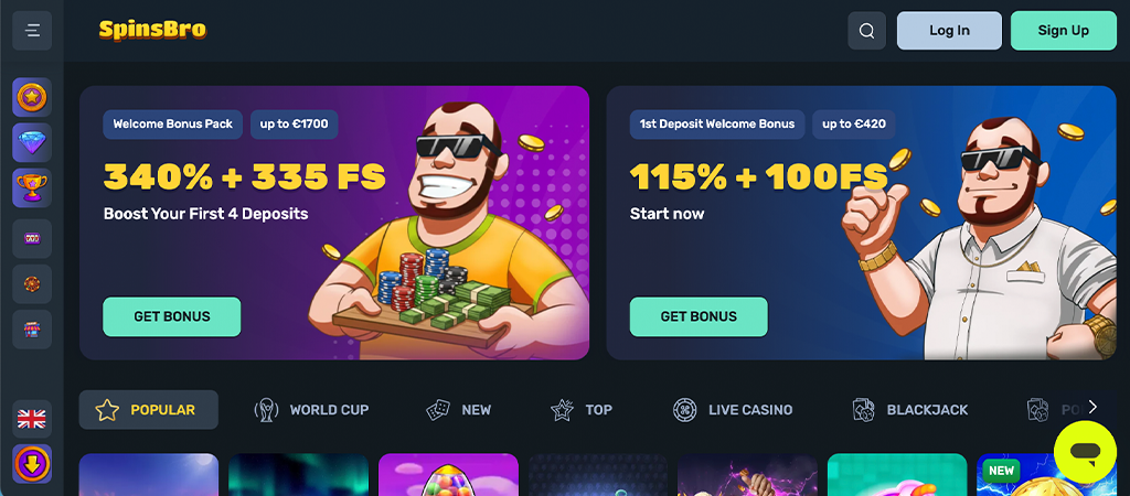 SpinsBro Casino, online casino, bónuszok