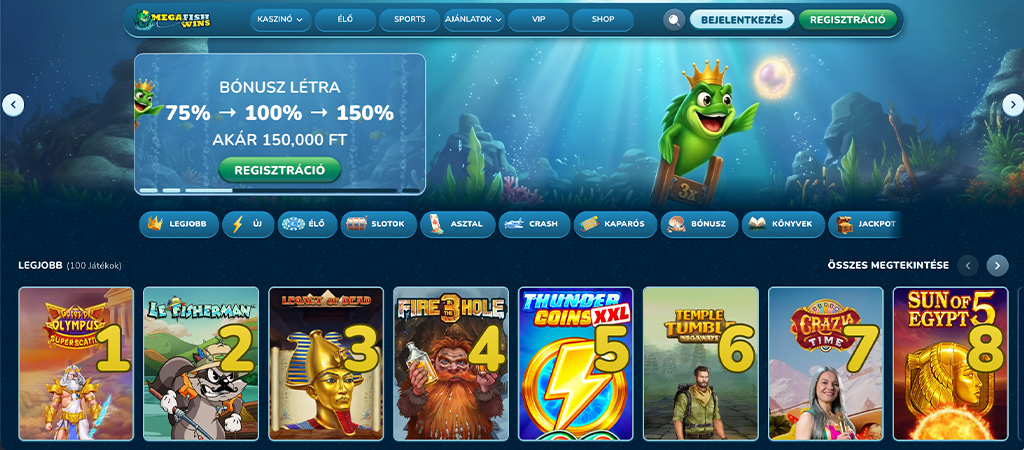 MegaFishWins, online casino, mobil kaszinó