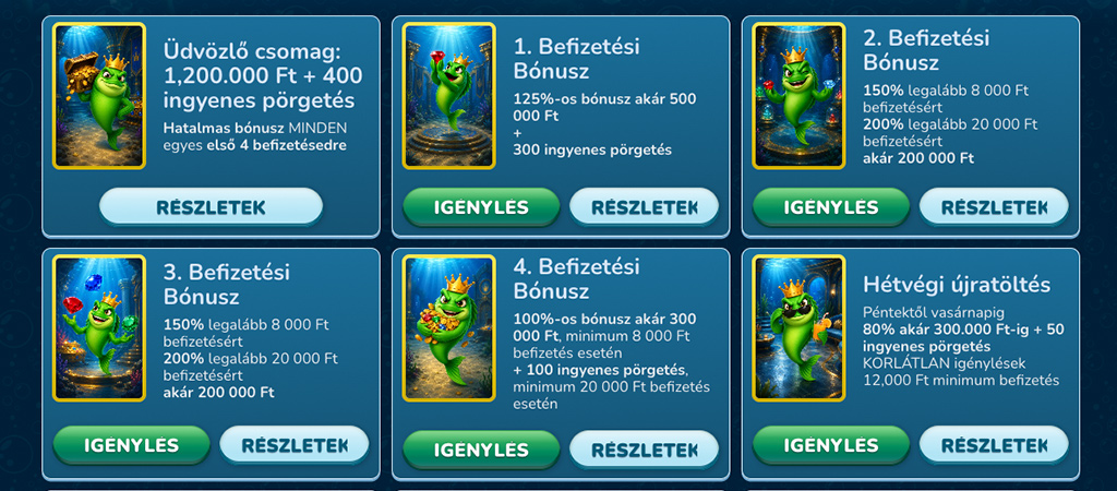 MegaFishWins üdvözlő bónusz, promóciók és VIP-program