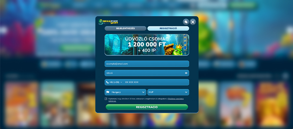 Regisztrálj 5 lépésben a MegaFishWins casino felületén