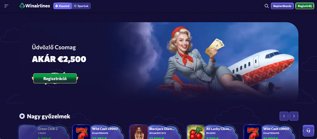 Winairlines, prémium kaszinó, online casino