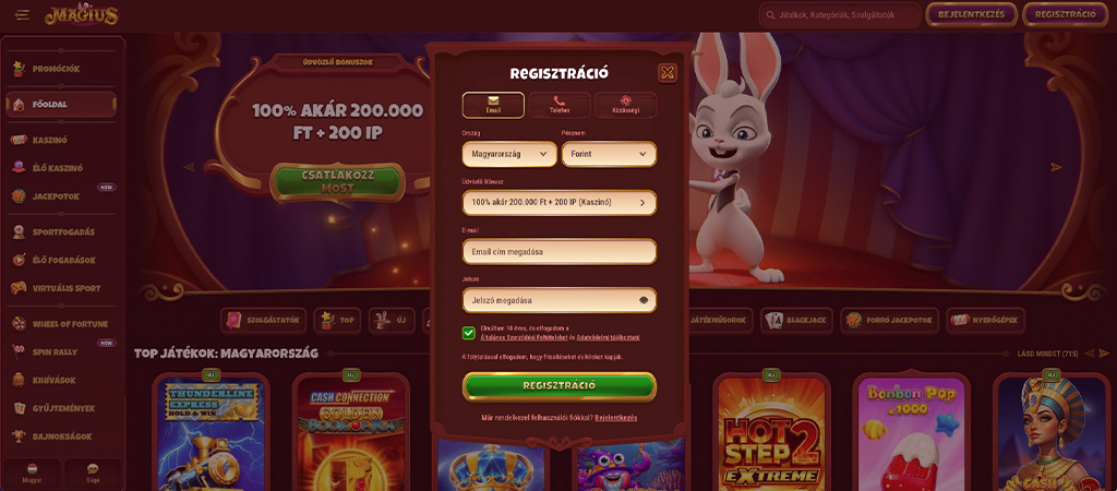 fiók létrehozásának lépései, regisztráció