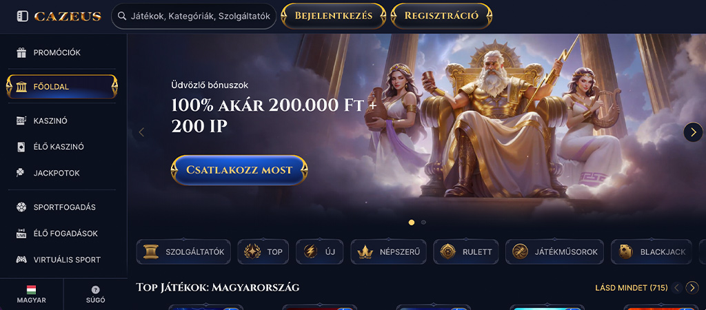Cazeus Casino, online casino, üdvözlő bónusz