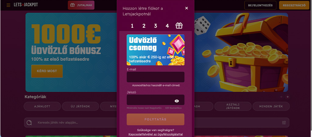 Letsjackpot Casino regisztrációs lépések egyszerűen