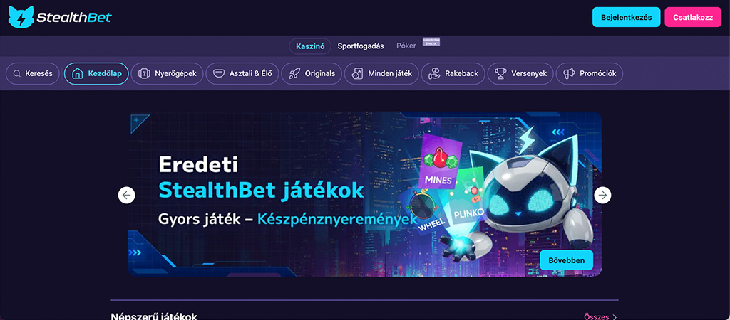 StealthBet, prémium kaszinó, online casino